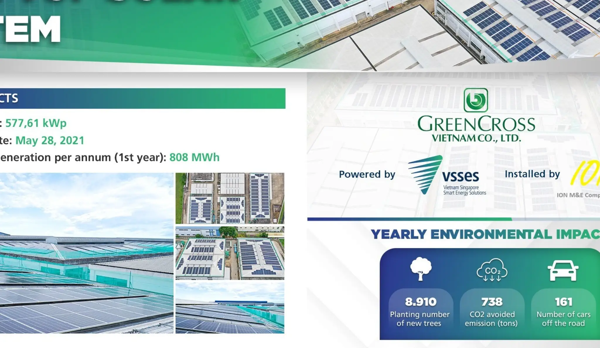 GREEN CROSS VN SỬ DỤNG NĂNG LƯỢNG XANH TỪ ĐIỆN MẶT TRỜI MÁI NHÀ CỦA VSSES